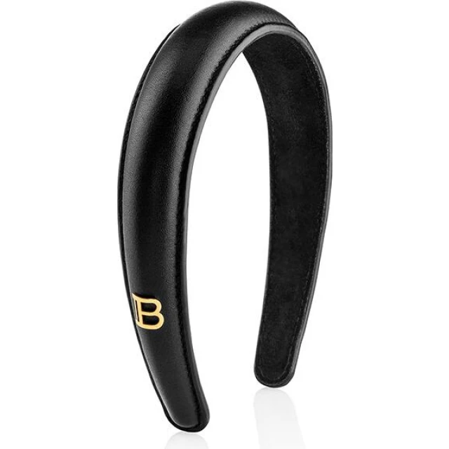 Black Leather Puffed Headband